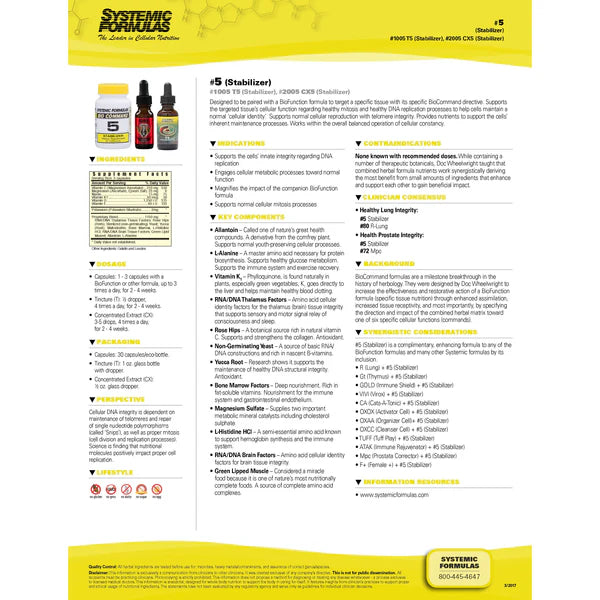 #5 - STABILIZER SYSTEMIC FORMULAS