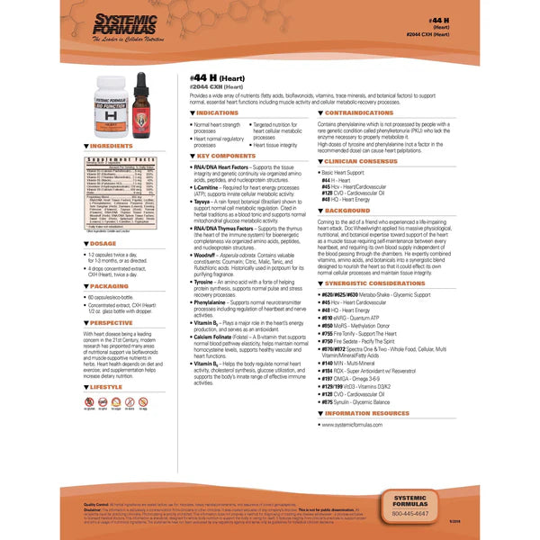 H HEART SYSTEMIC FORMULAS